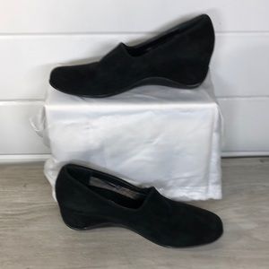 Aquatalia Made in Italy Marvin K Suede Wedge Slip-On Loafer -Black - Size 8